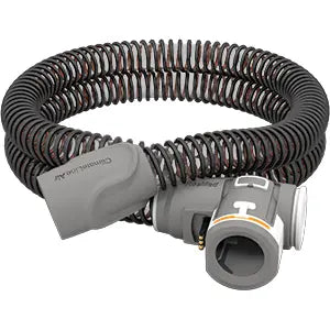 Airsense 10 Climate line Air Heated CPAP hose and fitting on a white background
