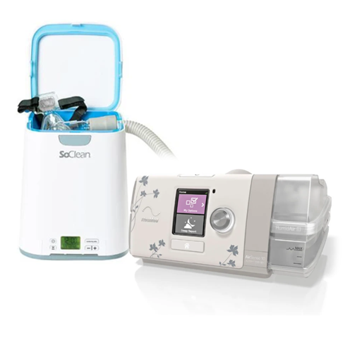 AirSense10 Auto For Her & SoClean <br> <h3>includes: mask | heated tubing | filters | wipes</h3>